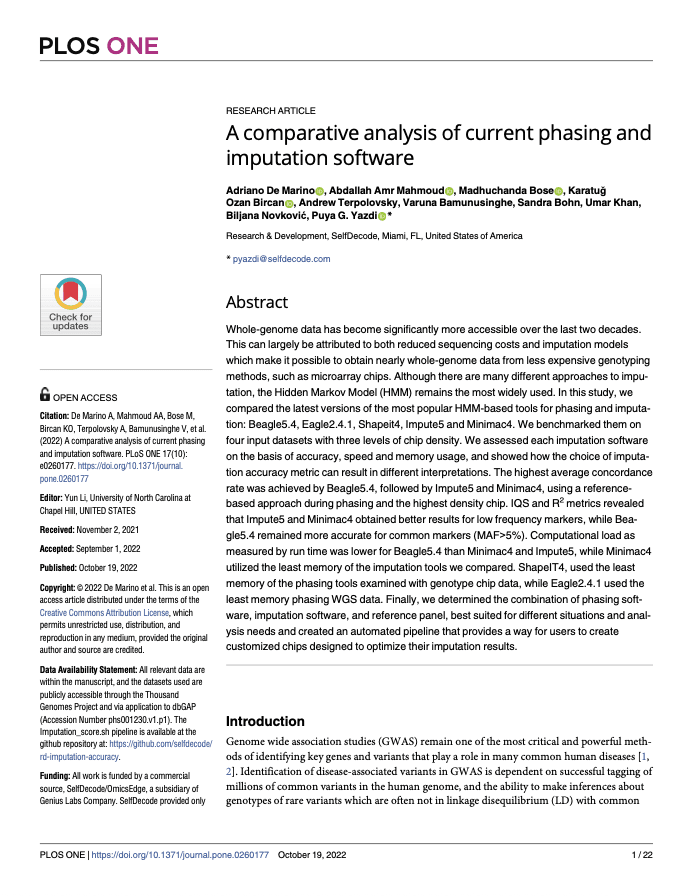 A comparative analysis of current phasing and imputation software